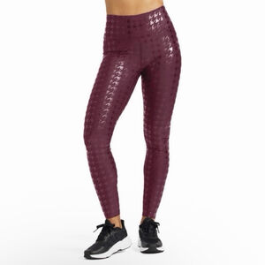 Peloton Show Up Printed Legging Maroon Foil Houndstooth Size Medium